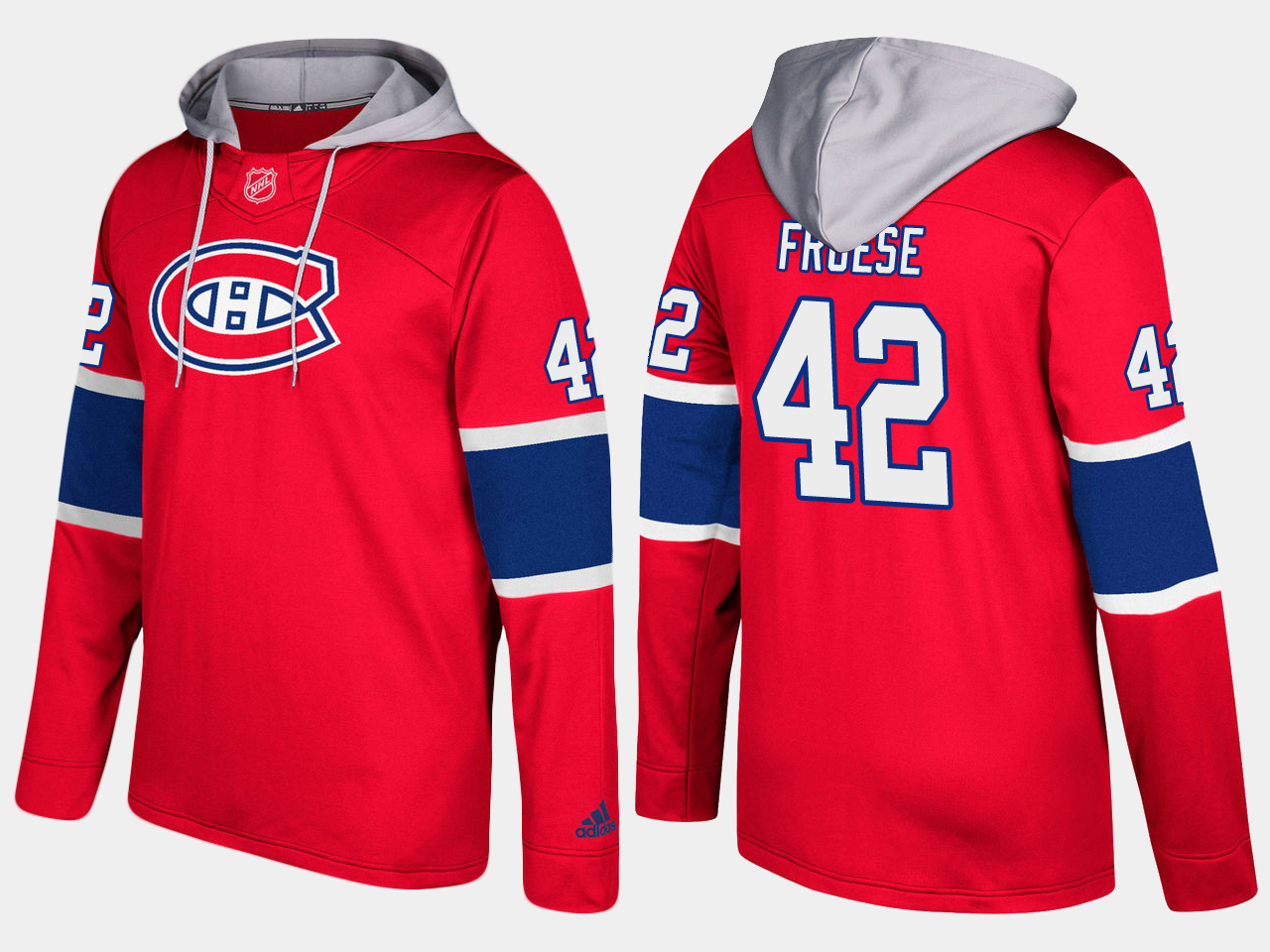 Men NHL Montreal canadiens 42 byron froese red hoodie